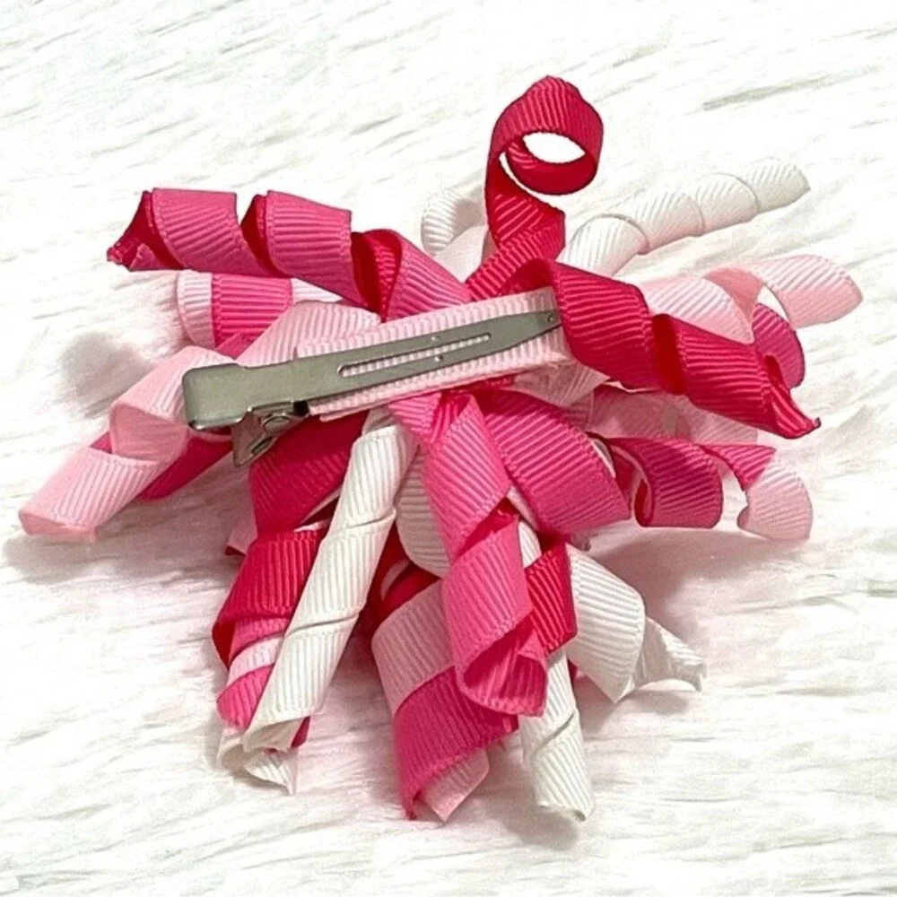 Hot Pink, Baby Pink & White Korker Ribbon Hair Bows